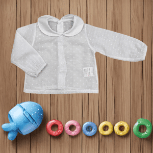 Camisa plumeti cuello bebé manga larga.