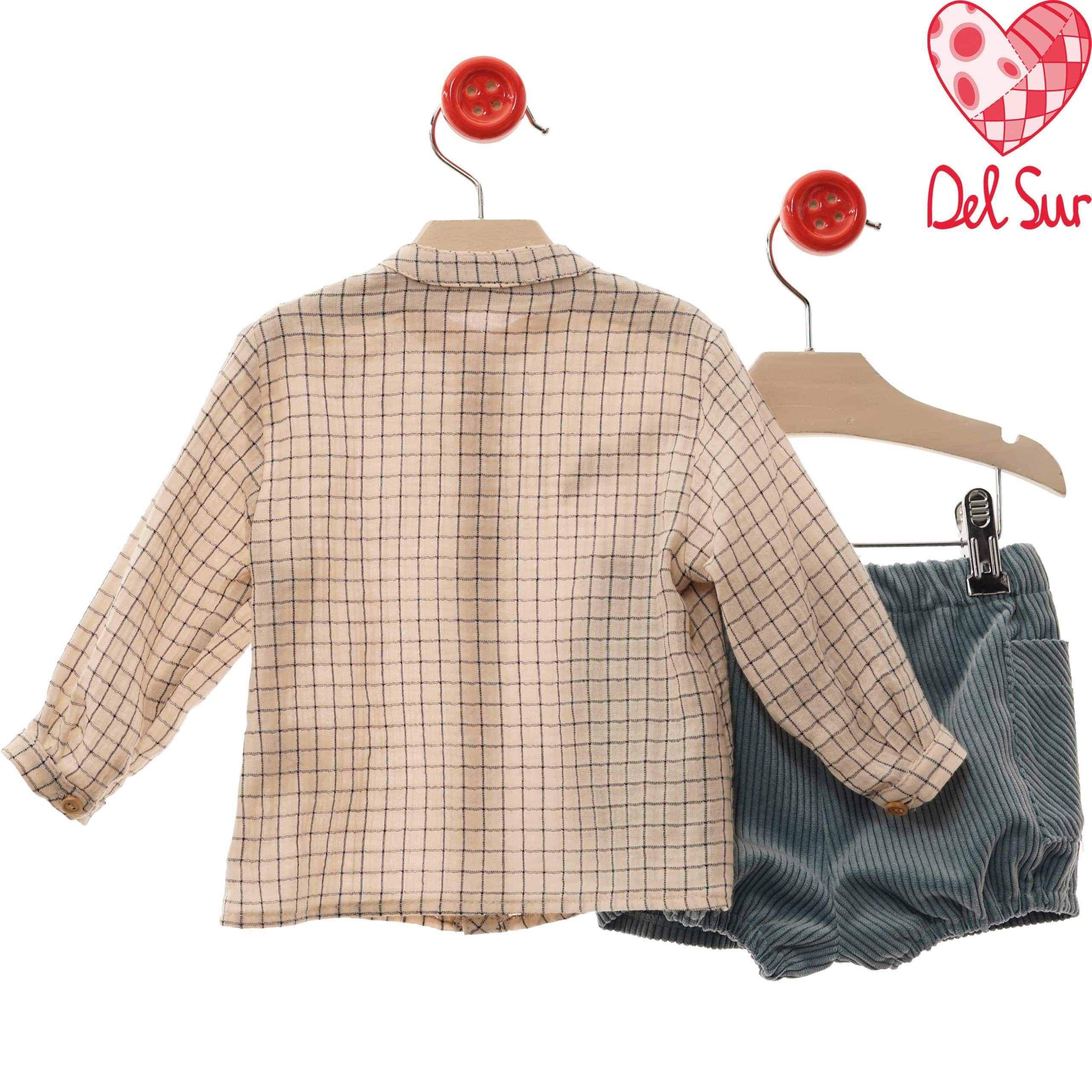 Conjunto camisa cuadro pantalón pana MARCA DEL SUR. - Imagen 2