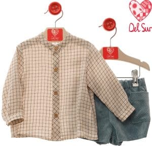 Conjunto camisa cuadro pantalón pana MARCA DEL SUR.
