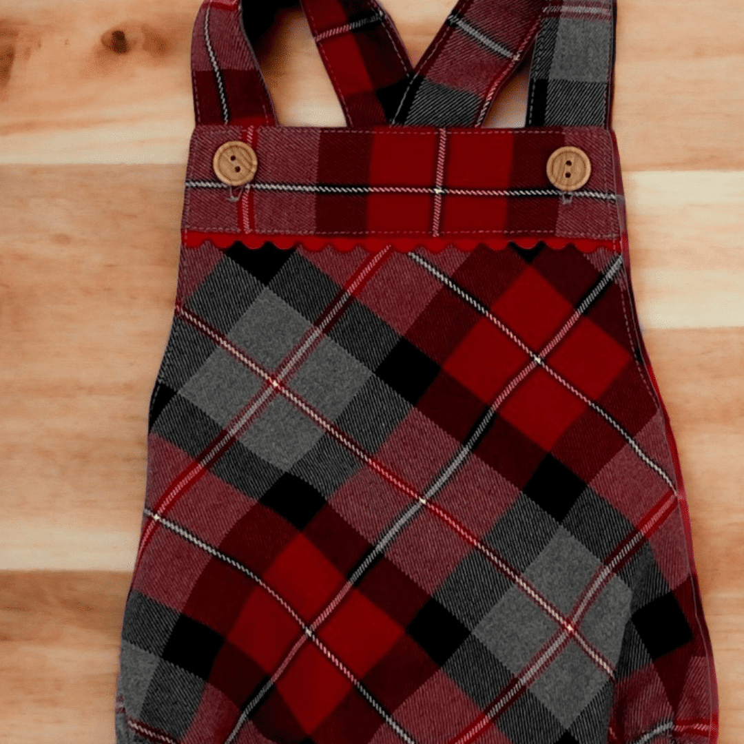 Peto cuadro rojo, burdeos y gris Masan BEBÉ. - Imagen 2
