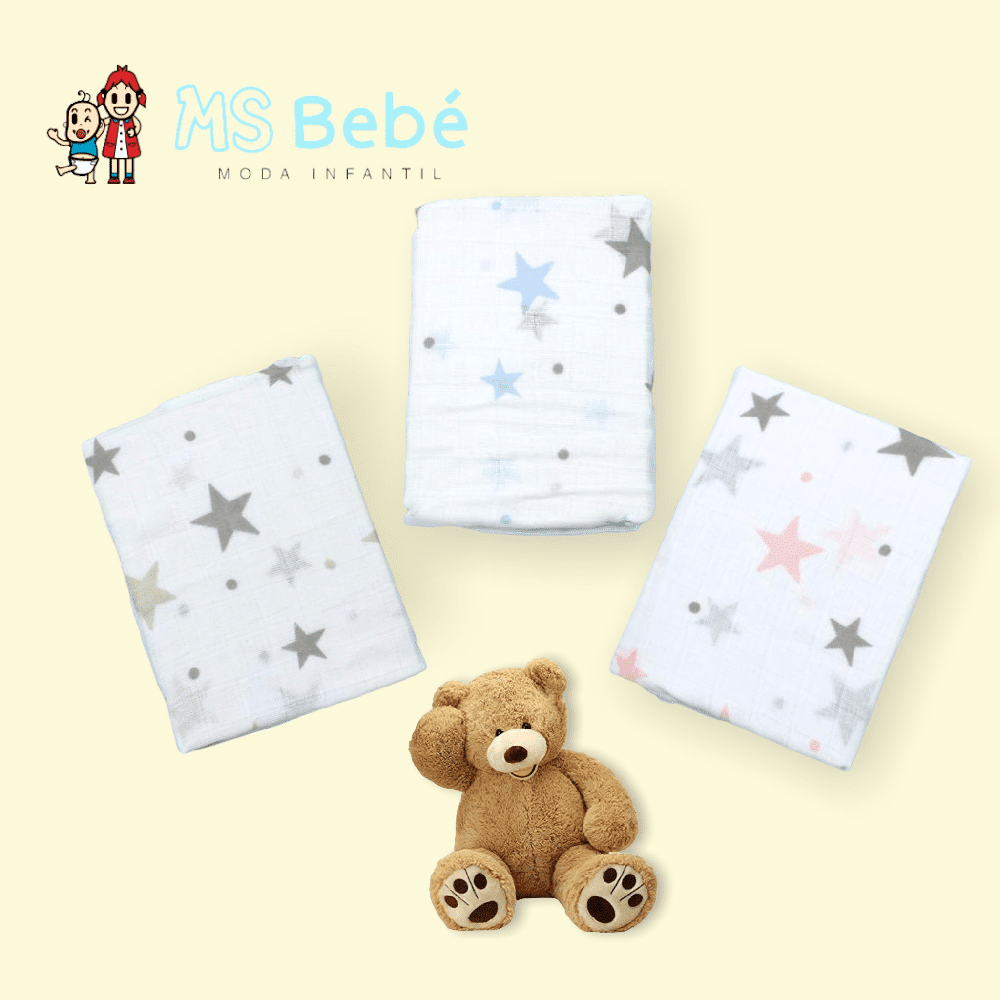 Muselina estrellas 1,20x1,20 cm Marca Gamberritos.