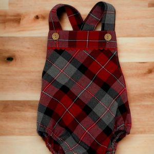 Peto cuadro rojo, burdeos y gris Masan BEBÉ.