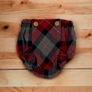 Cubre pañal cuadro rojo, burdeos y gris, Msbebé.