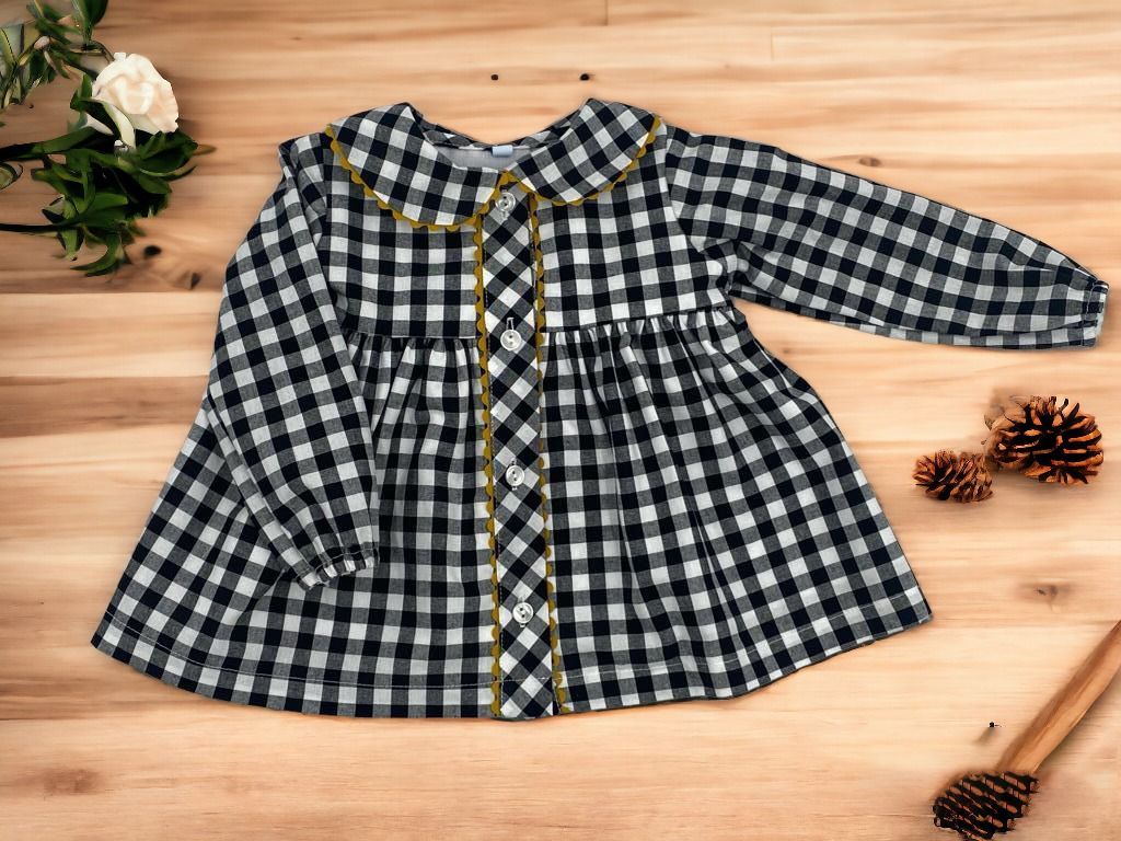 Vestido vichy mostaza y negro Ms bebé. - Imagen 4
