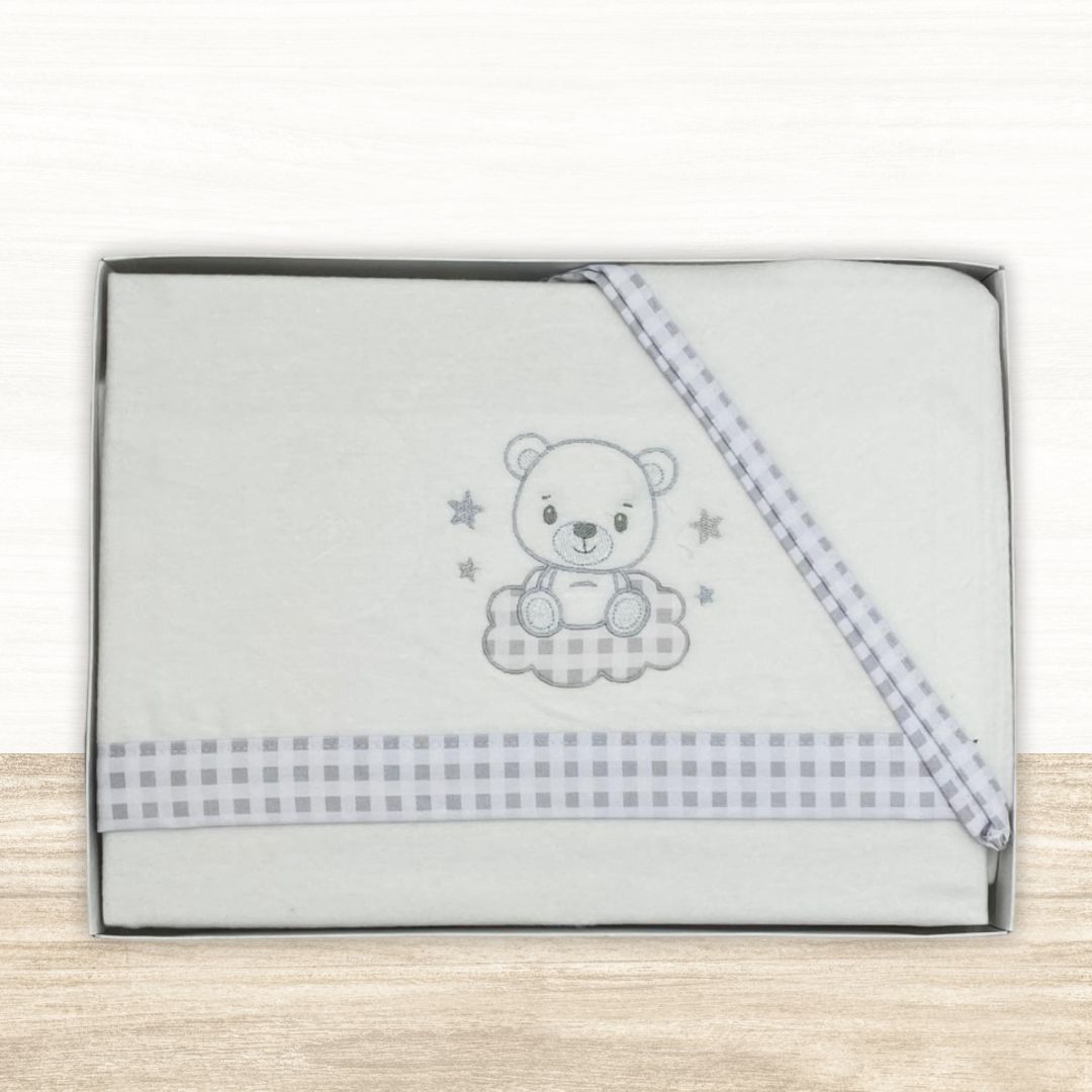 Juego de cuna franela algodón 100% 60x1,20 cm modelo oso.