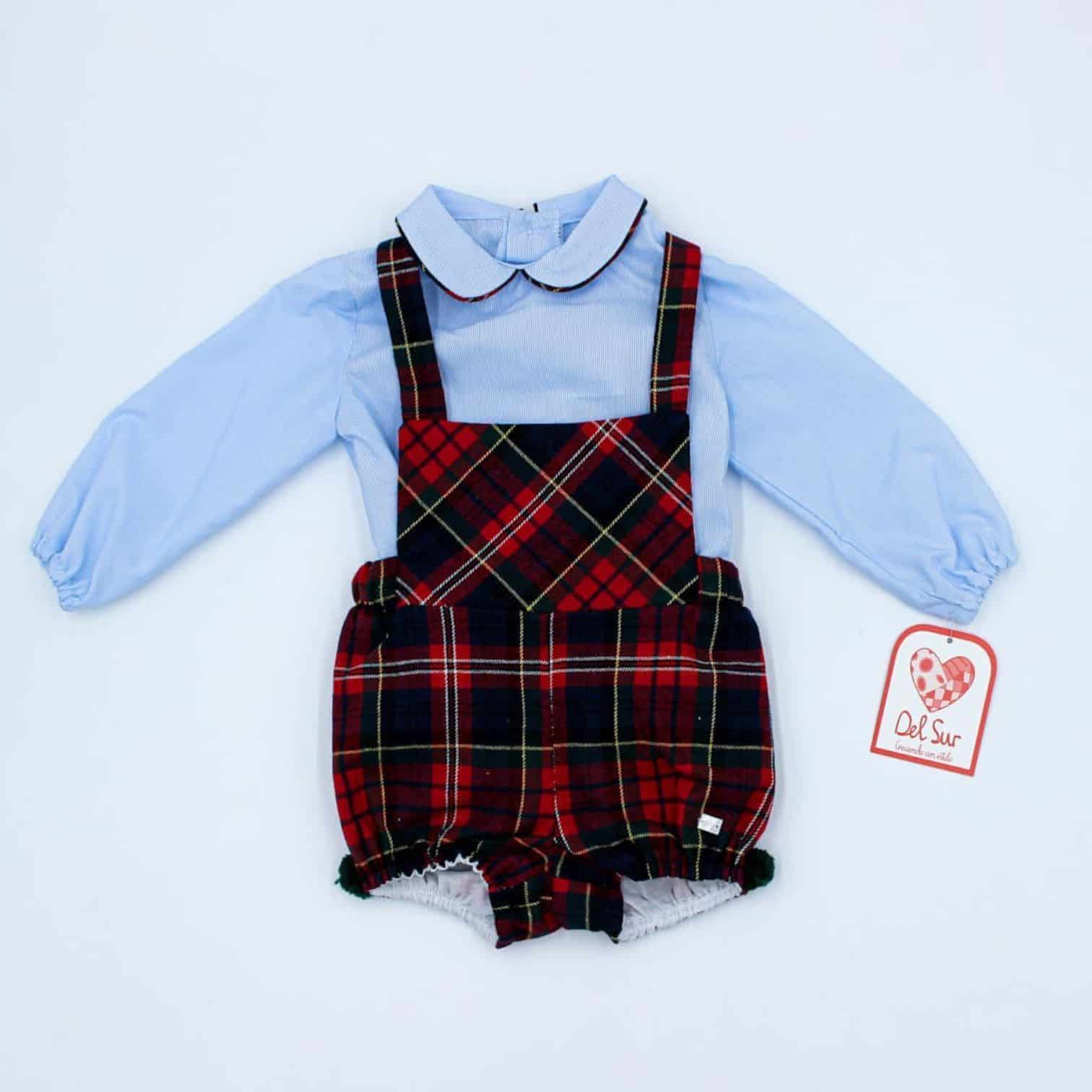 Conjunto niño cuadro rojo marca del sur.