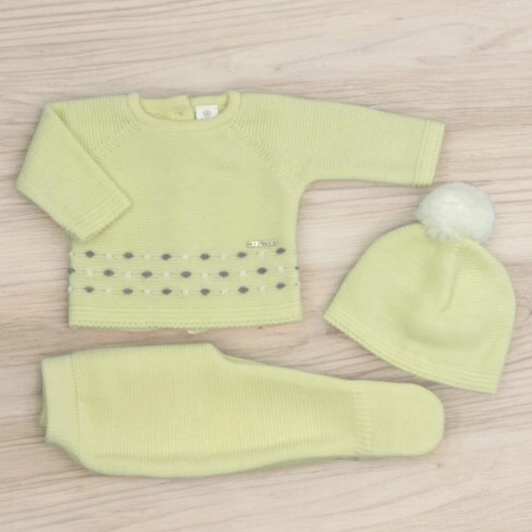 Conjunto lana polaina gorro pompón jersey topo M/5025. - Imagen 3