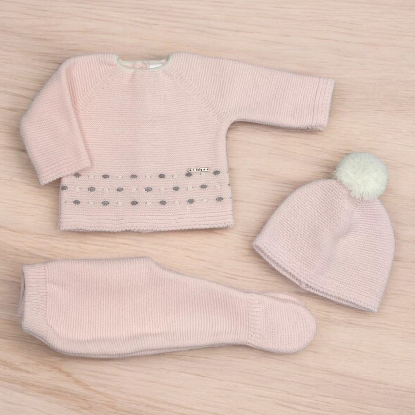 Conjunto lana polaina gorro pompón jersey topo M/5025. - Imagen 2