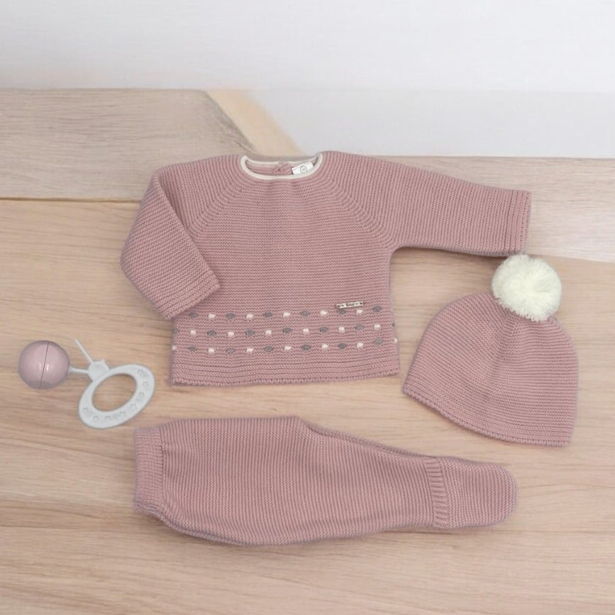 Conjunto lana polaina gorro pompón jersey topo M/5025. - Imagen 6