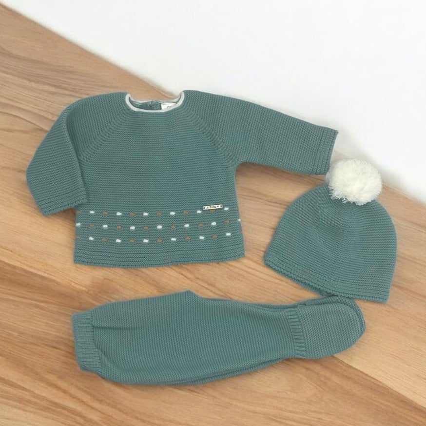 Conjunto lana polaina gorro pompón jersey topo M/5025. - Imagen 5