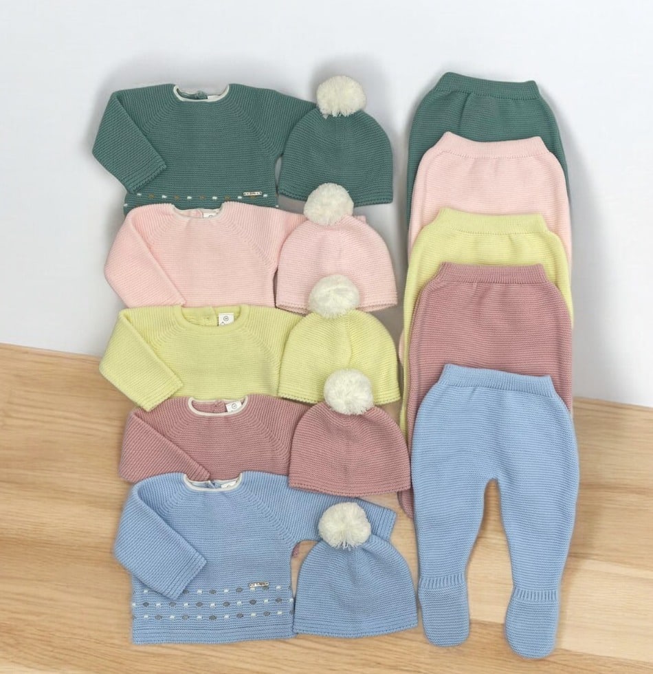 Conjunto lana polaina gorro pompón jersey topo M/5025.
