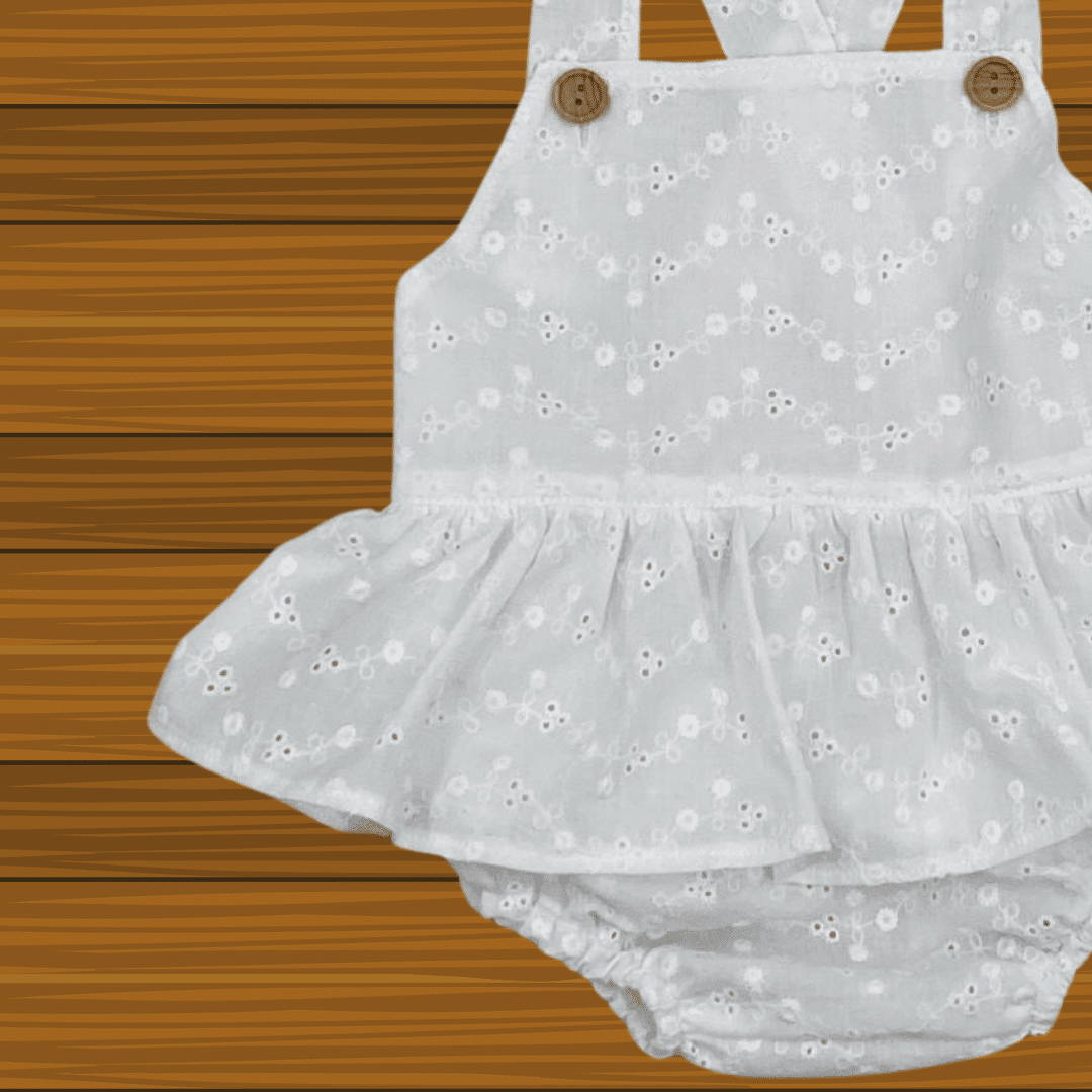 Peto bambula volante perforado blanco infantil bebé. - Imagen 2