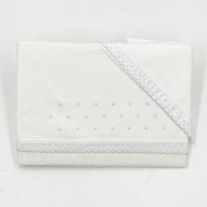 Minicuna franela algodón 100% topo puntilla 50x80cm DENENES