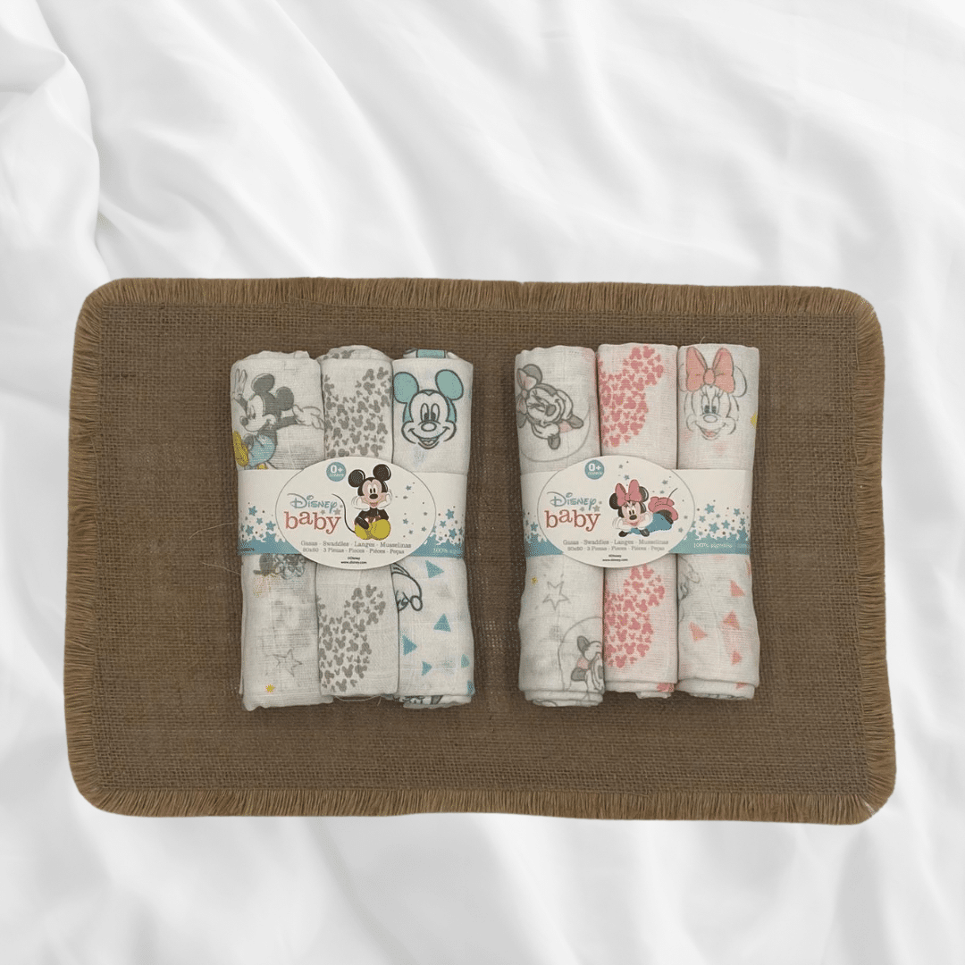 Pack de tres gasas de DISNEY 80x80 cm.