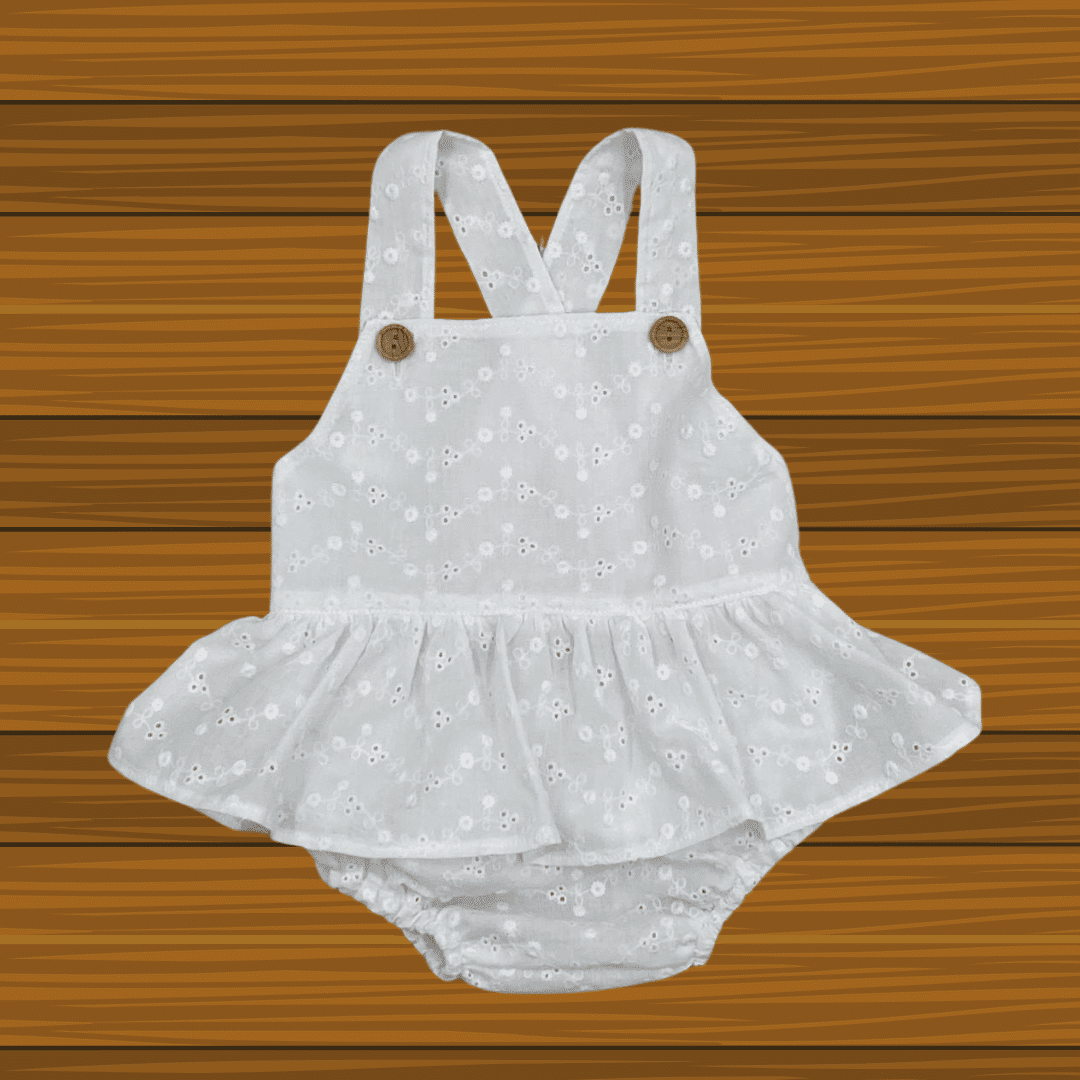 Peto bambula volante perforado blanco infantil bebé.