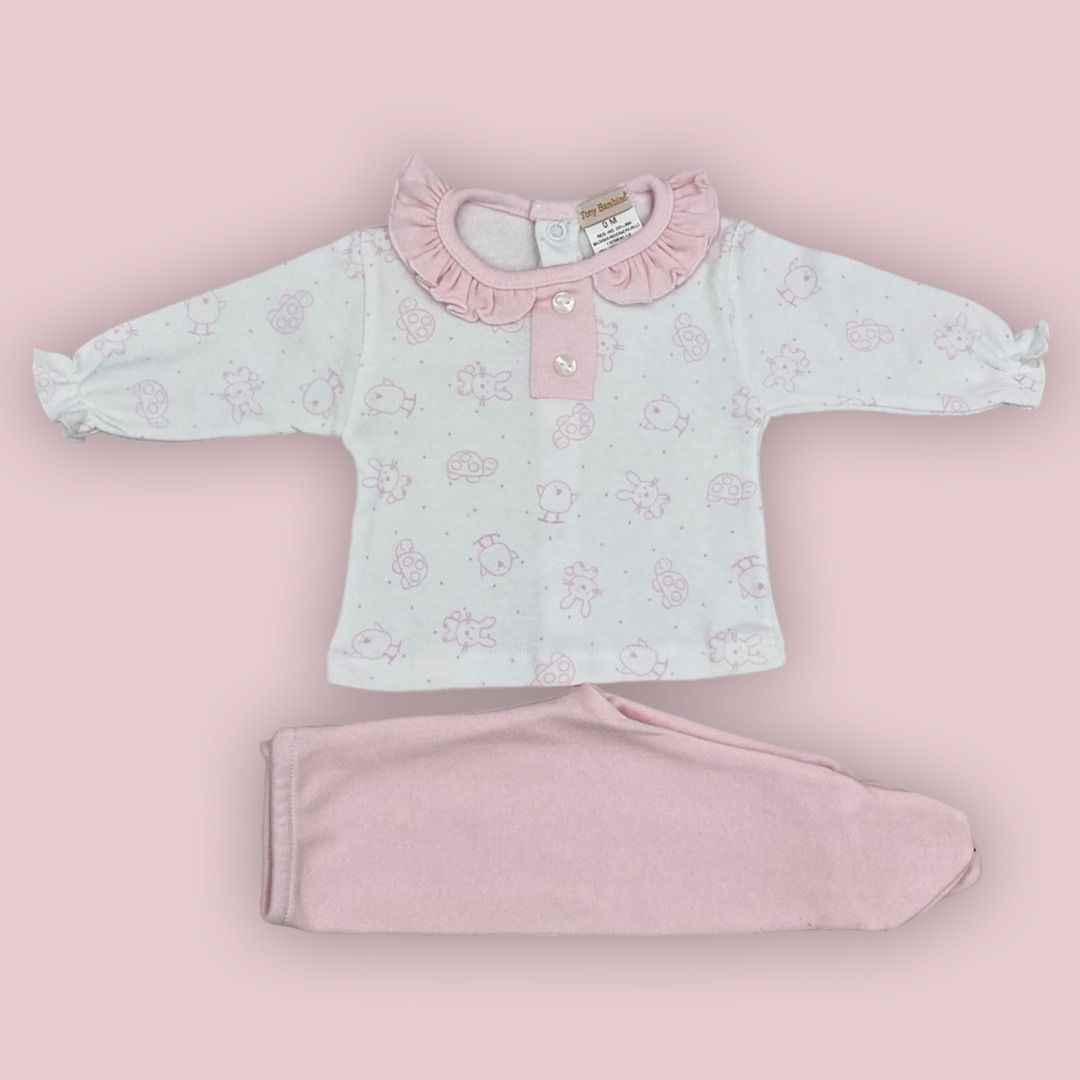 Pijama polaina y camiseta volante algodón 100%. - Imagen 3