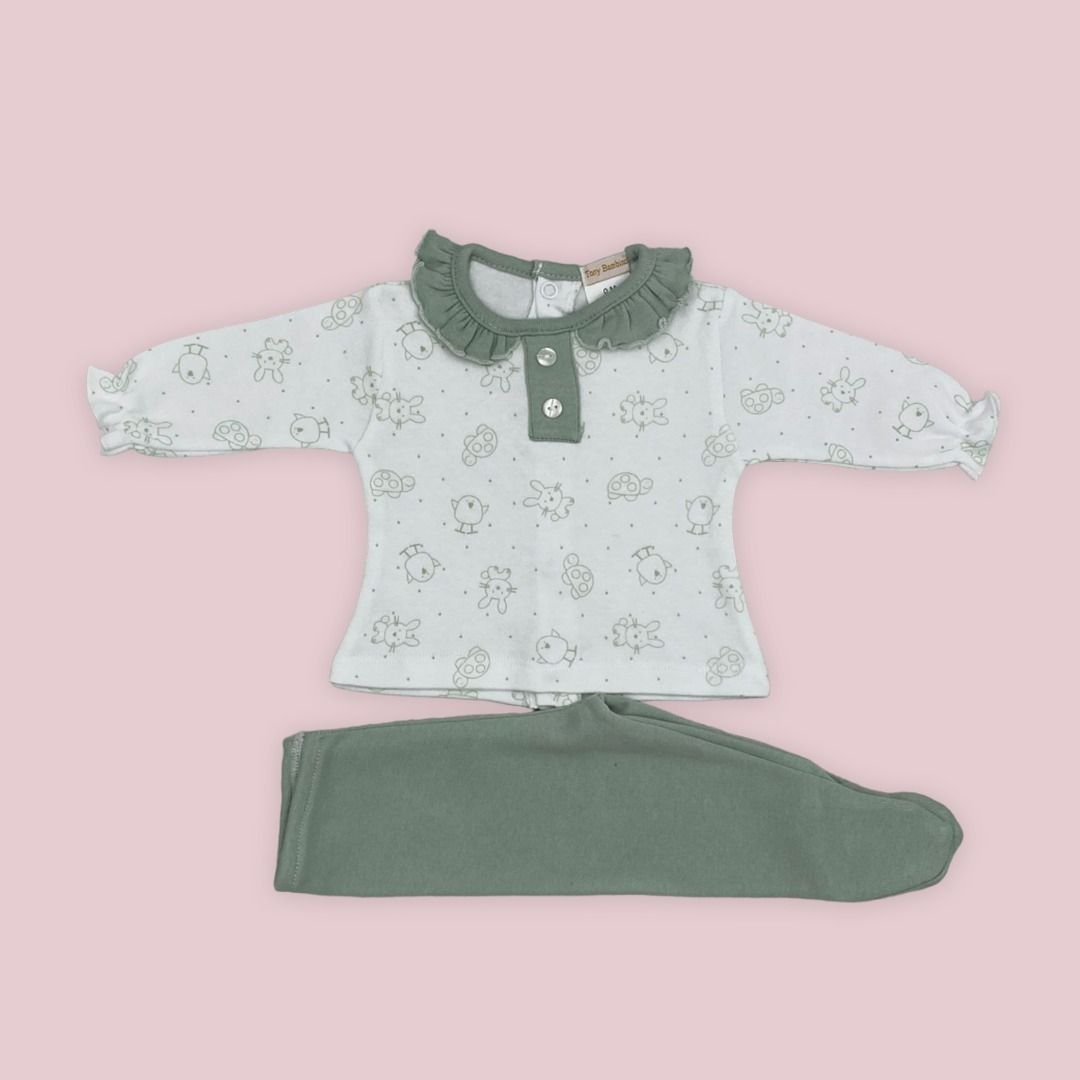 Pijama polaina y camiseta volante algodón 100%. - Imagen 4