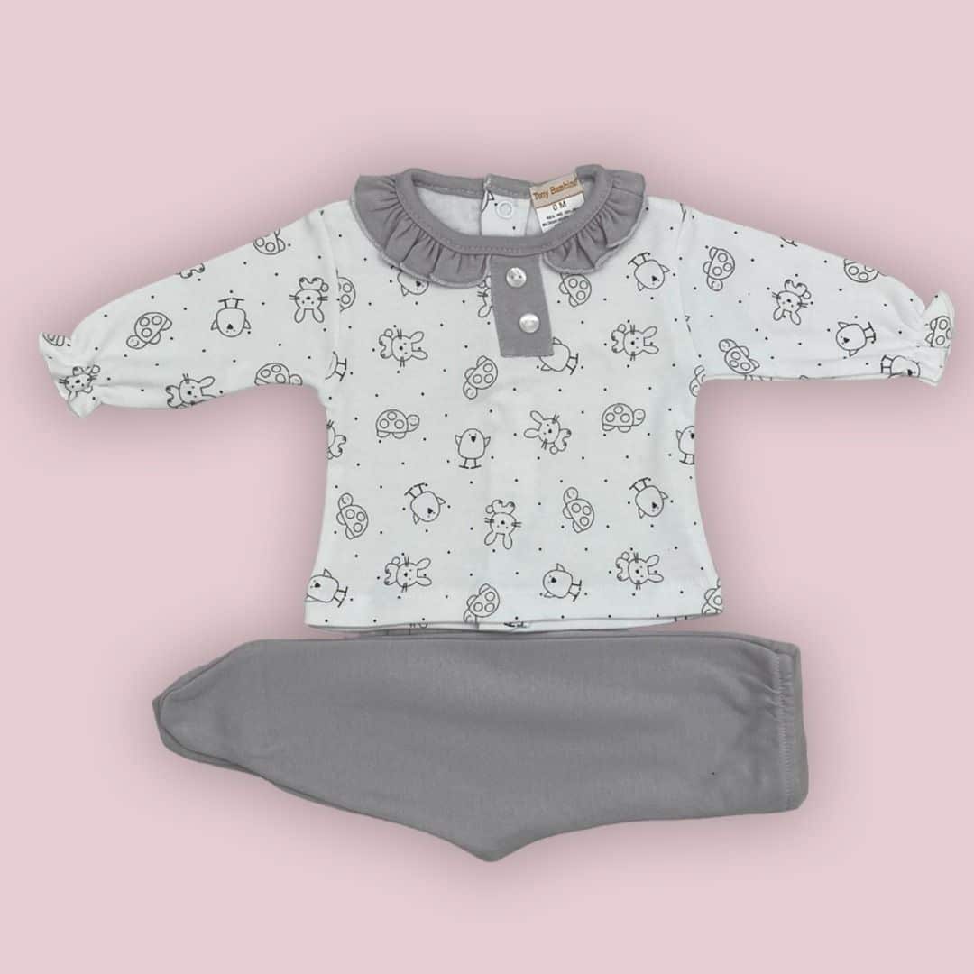 Pijama polaina y camiseta volante algodón 100%. - Imagen 2