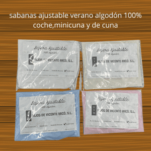 Sábana ajustable coche, minicuna, cuna tela verano algodón 100%