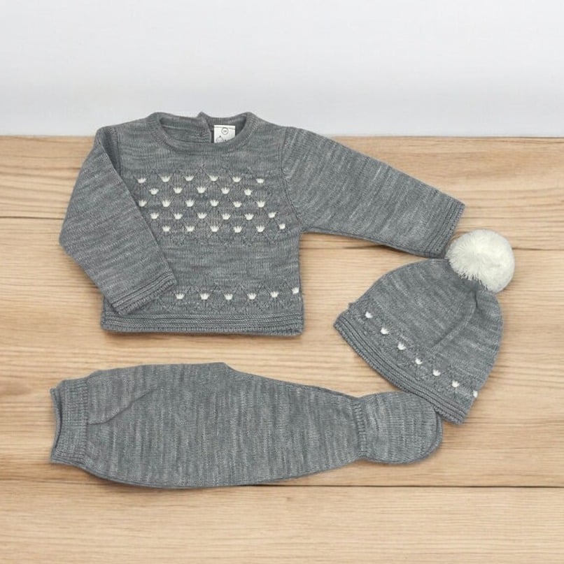 Conjunto lana polaina jersey gorrito pompón RF/7011. - Imagen 2