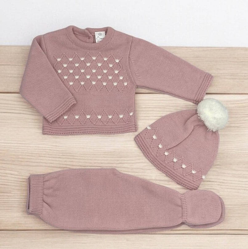 Conjunto lana polaina jersey gorrito pompón RF/7011. - Imagen 4