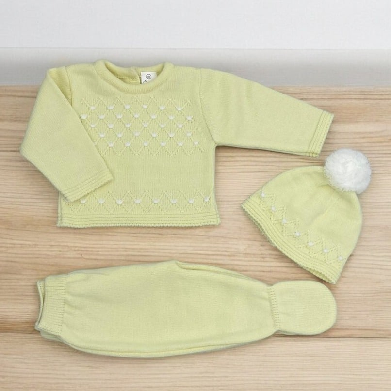 Conjunto lana polaina jersey gorrito pompón RF/7011. - Imagen 3