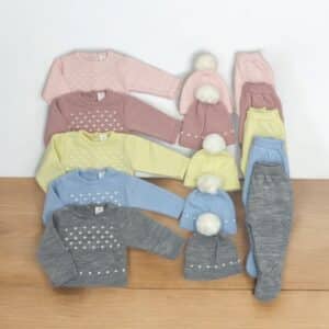 Conjunto lana polaina jersey gorrito pompón RF/7011.