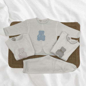 Conjunto polaina algodón 100% oso primera puesta.