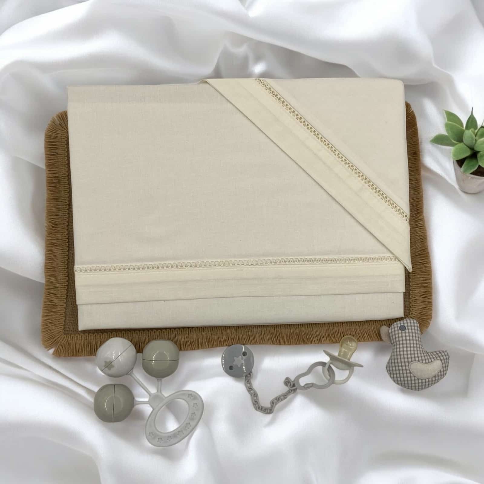 Minicuna 50x80/90cm tela algodón 100% filo calado DENENE