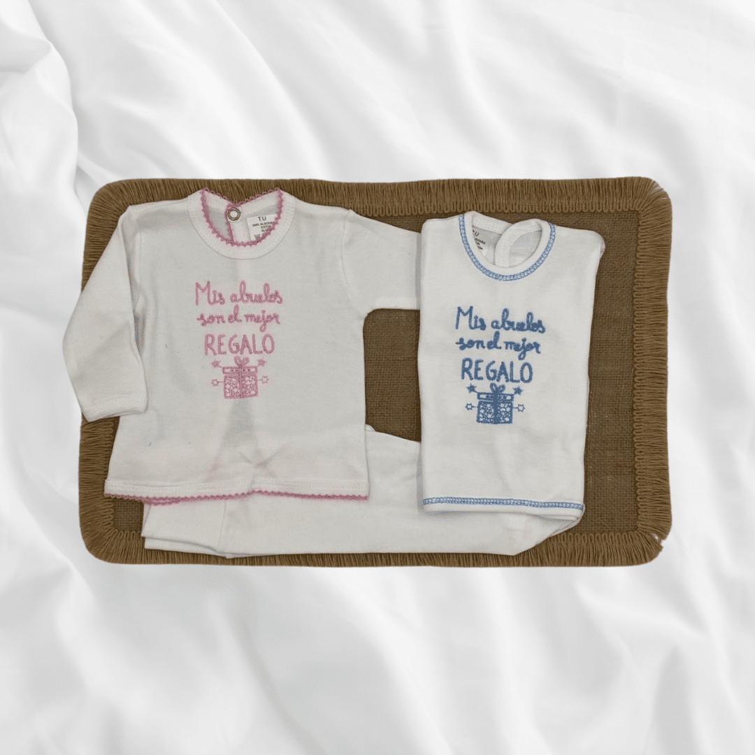 Conjunto frases mis abuelos es el mejor regalo algodón 100%