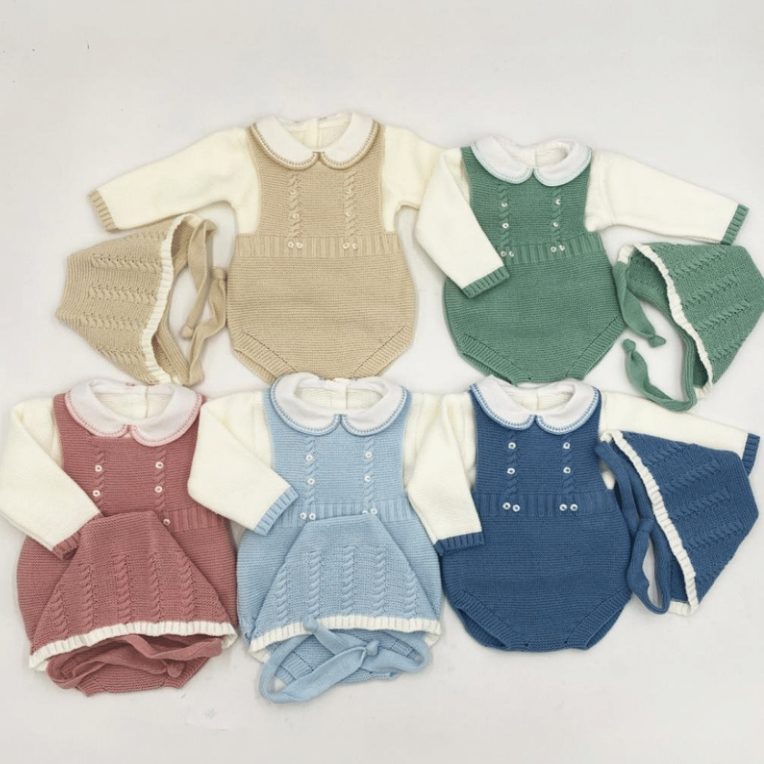 Conjunto peto lana jersey cuello bebé capota RF/1686