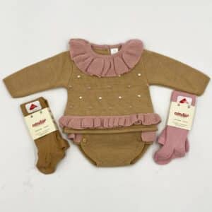 Conjunto lana cubre pañal jersey volante RF/7514
