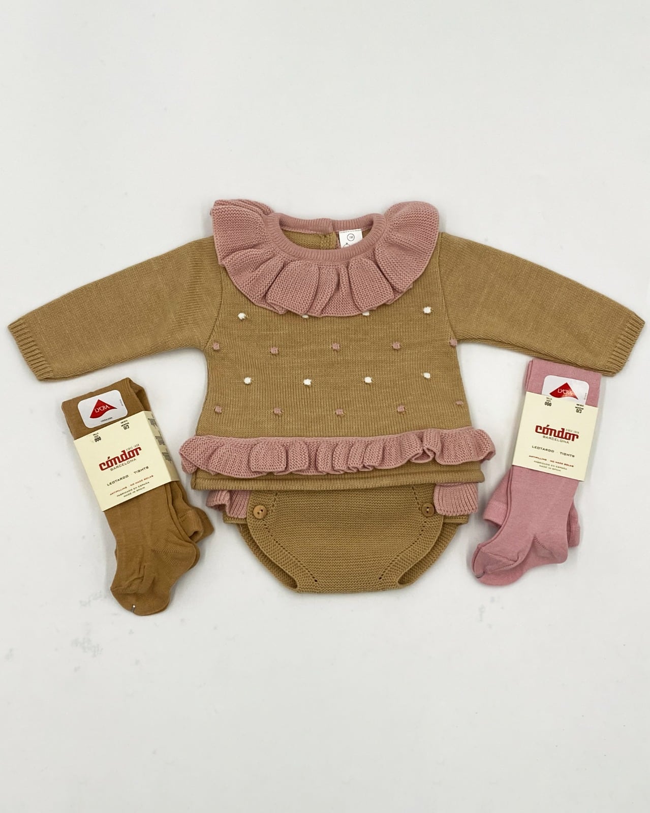 Conjunto lana cubre pañal jersey volante RF/7514