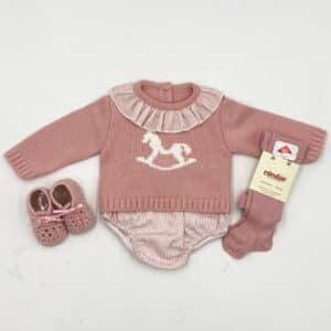 Conjunto jersey rosa cuello volante cubre pañal RF/320