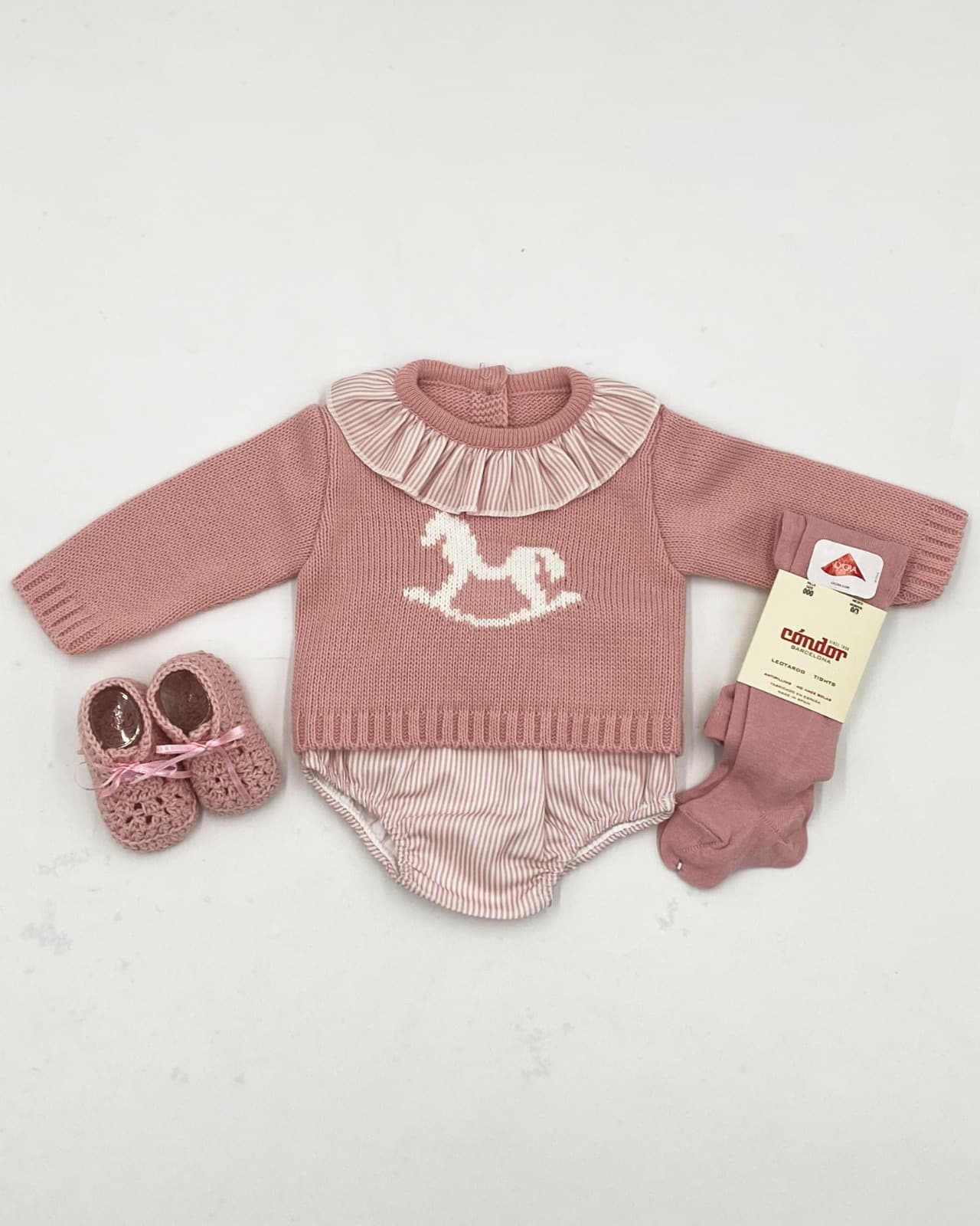 Conjunto jersey rosa cuello volante cubre pañal RF/320