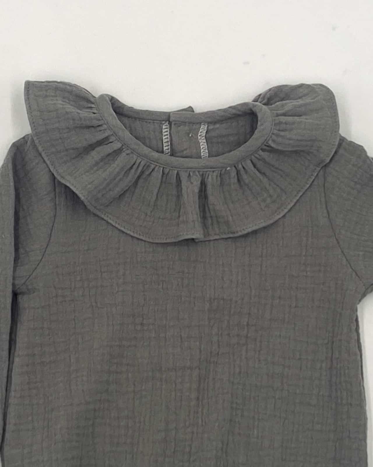 Pelele bambula cuello volante gris MASAN BEBÉ - Imagen 2