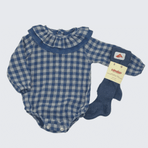 Pelele vichy azafata manga larga cuello volante doble RF/34