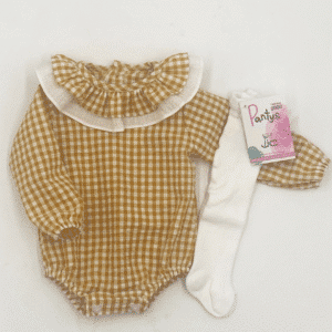 Pelele vichy mostaza cuello volante doble (MASAN BEBÉ)