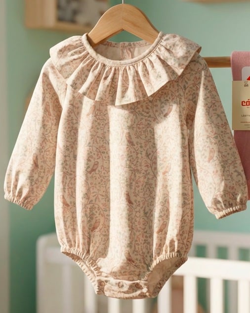 Pelele estampado cuello volante MASAN BEBÉ - Imagen 3