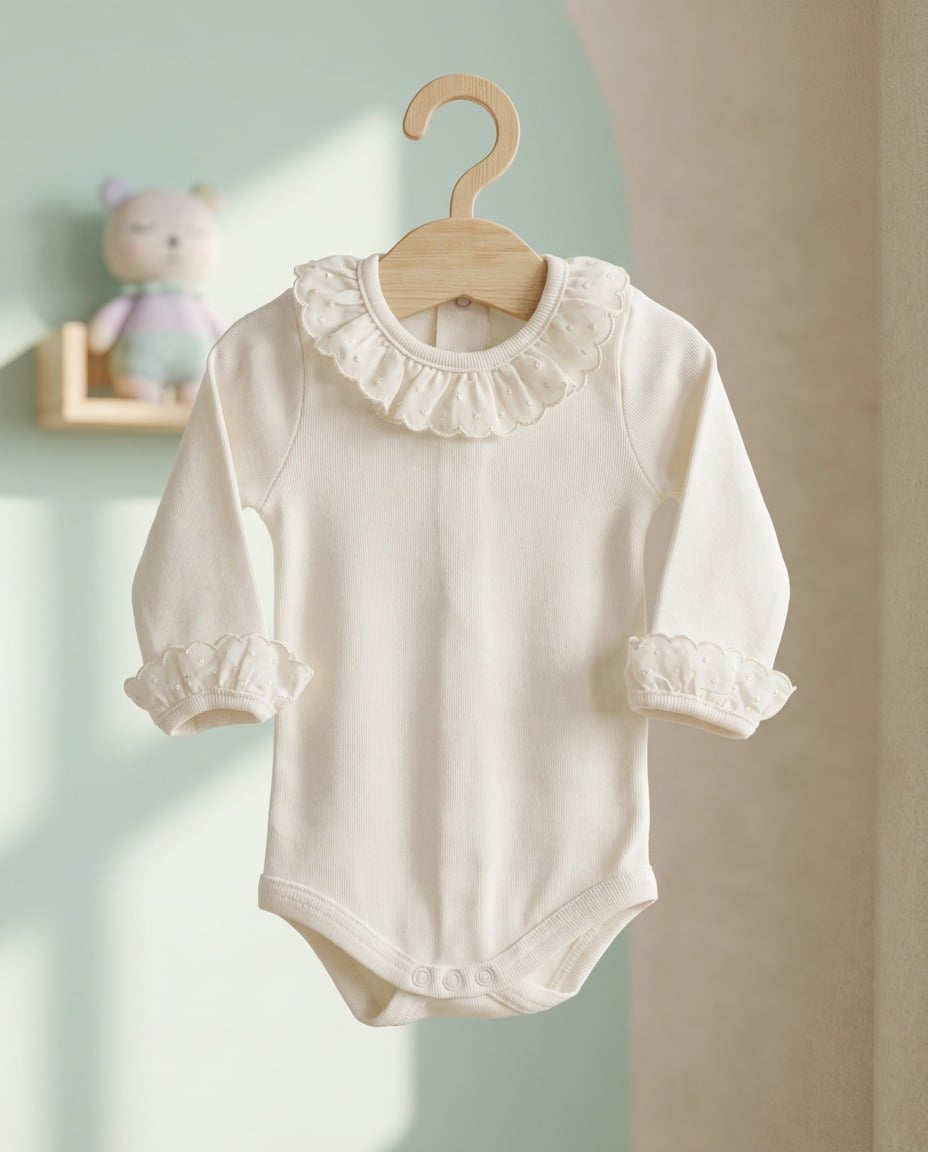 Body algodón 100% cuello y puño puntilla RF/2200 - Imagen 2
