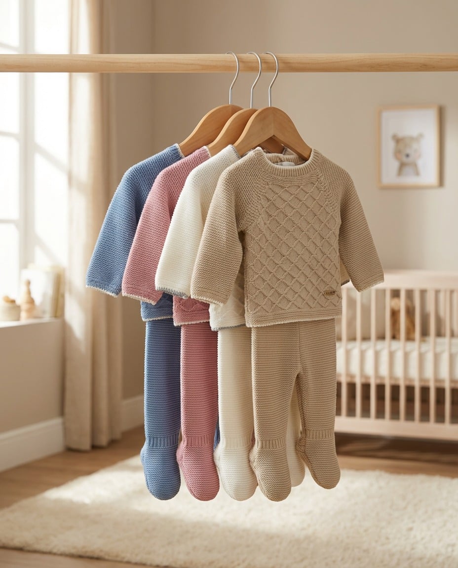 Conjunto lana bebé polaina jersey y capota RF/9002