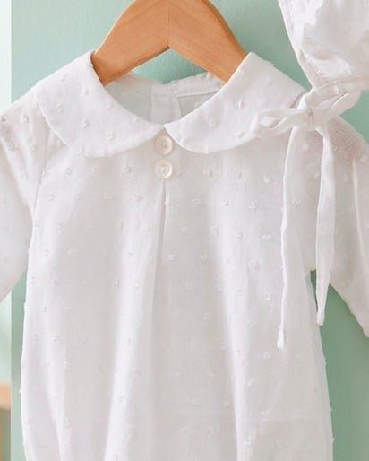 Pelele y capota plumeti Blanco cuello bebé MASAN BEBÉ - Imagen 3