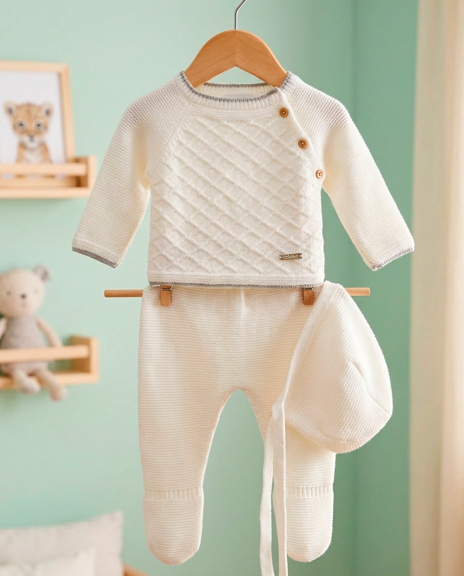 Conjunto lana bebé polaina jersey y capota RF/9002 - Imagen 5