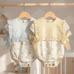 Pelele estampado patito cuello rayas Pinocho RF/5279 - Celeste, Talla 3 meses