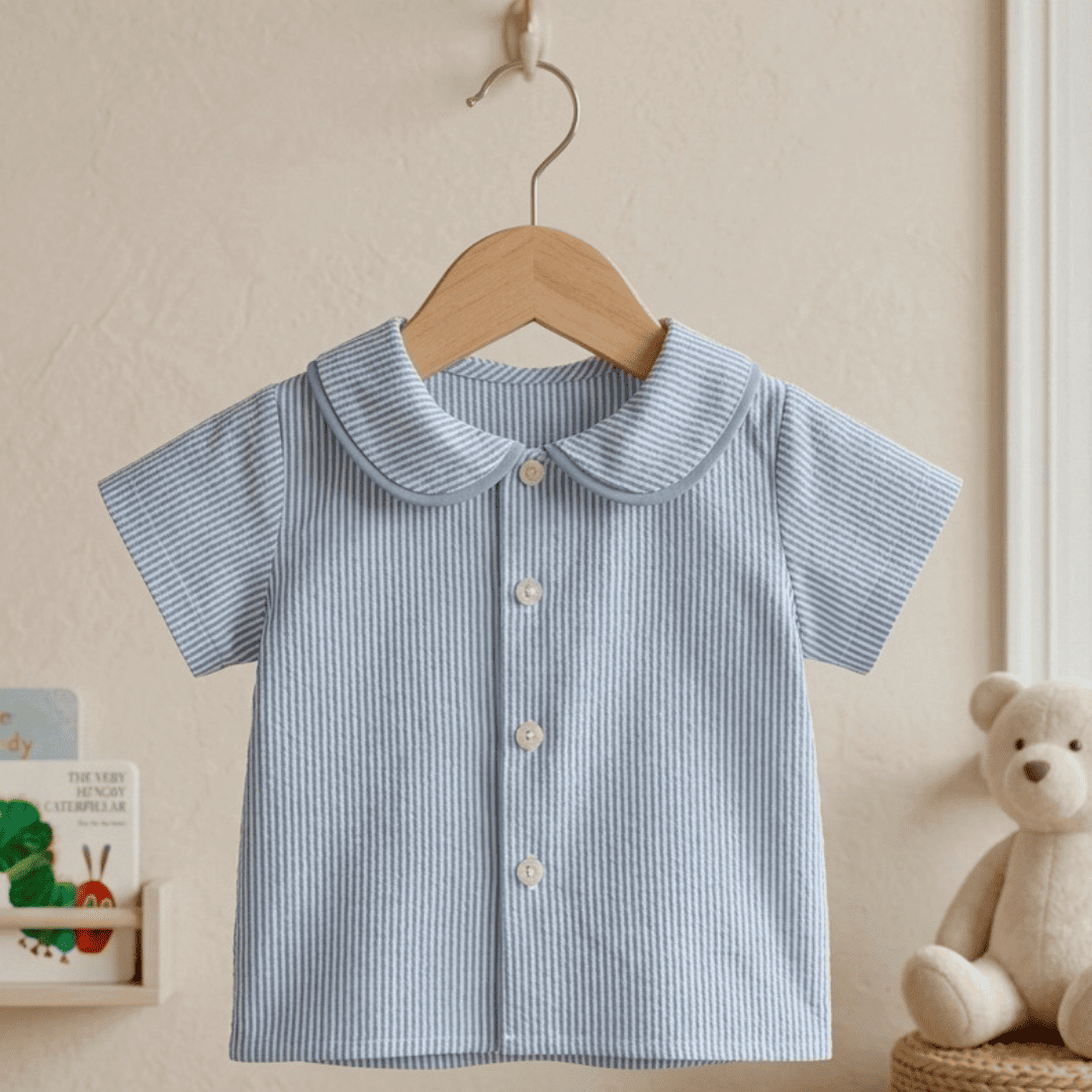 Cubre pañal camisa raya azulado M/corta MASAN BEBÉ - Imagen 4