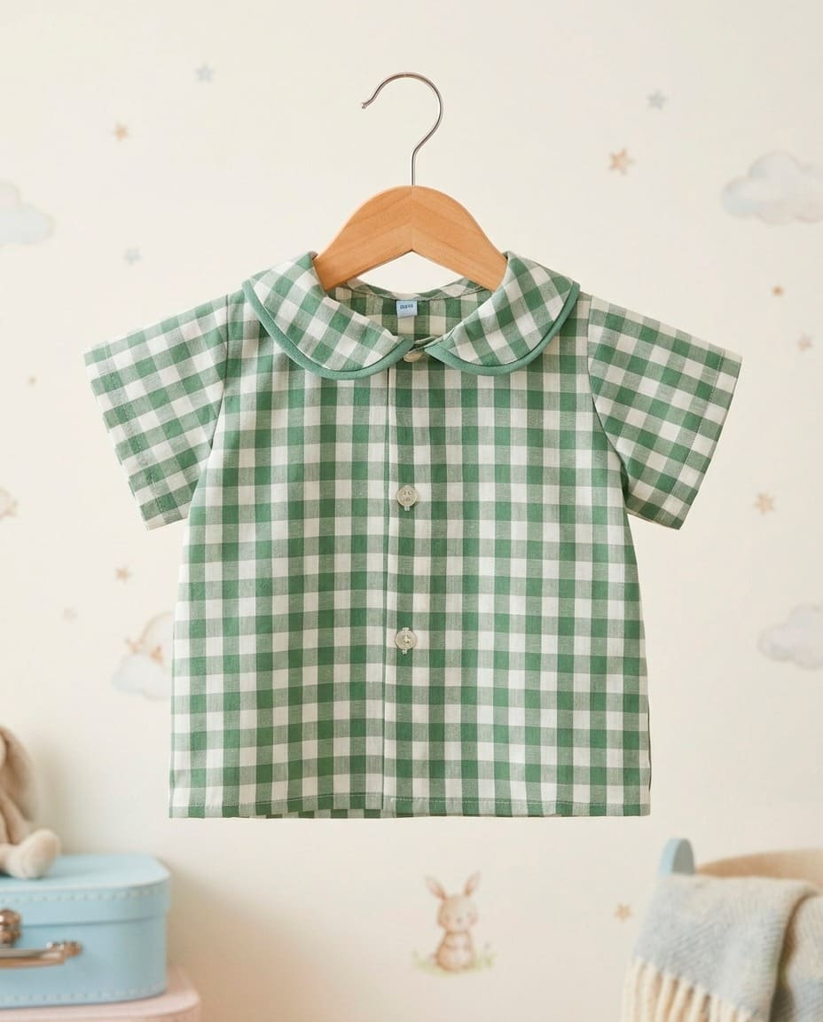 Cubre pañal camisa vichy verde M/corta MASAN BEBÉ - Imagen 3