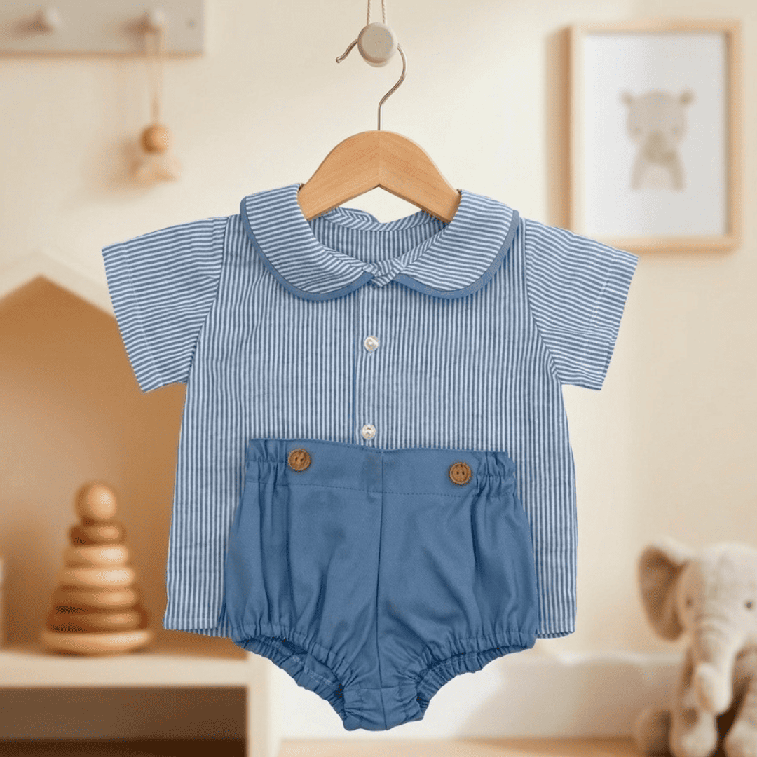 Cubre pañal camisa raya azulado M/corta MASAN BEBÉ