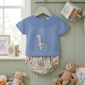 Conjunto cubre estampado dinosaurio jersey hilo RF/1320