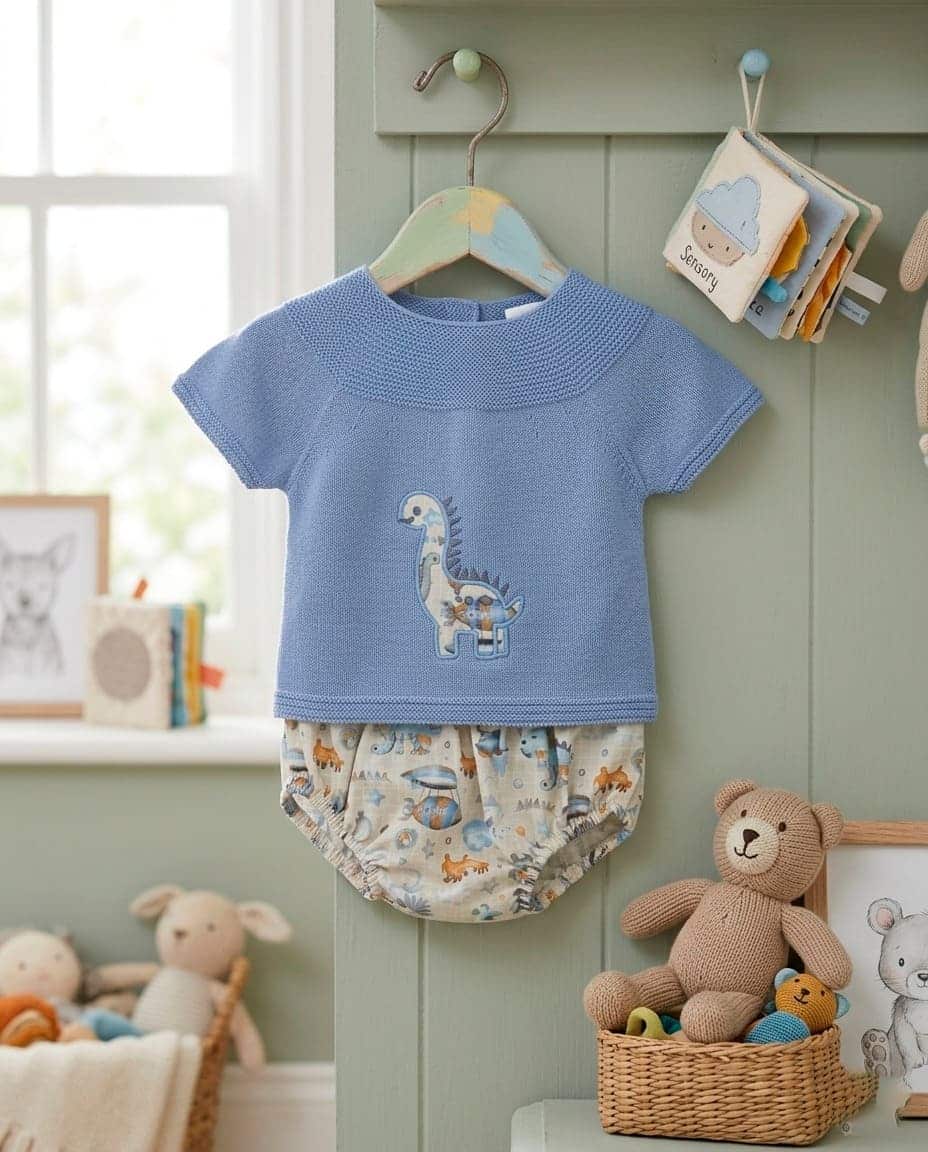 Conjunto cubre estampado dinosaurio jersey hilo RF/1320