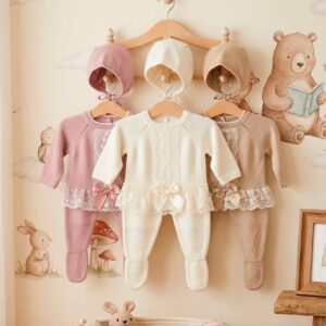 Conjunto hilo polaina capota jersey detalle encaje RF/8007